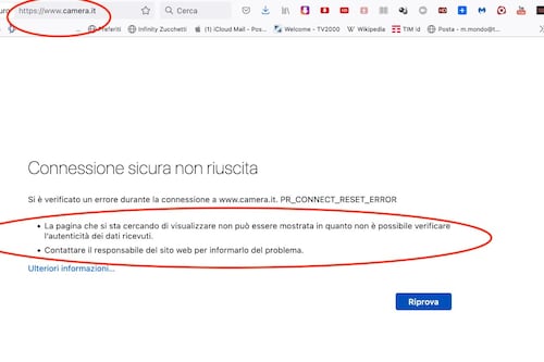Black-out sul sito della Camera: "Non è possibile verificare l'autenticità dei dati ricevuti"