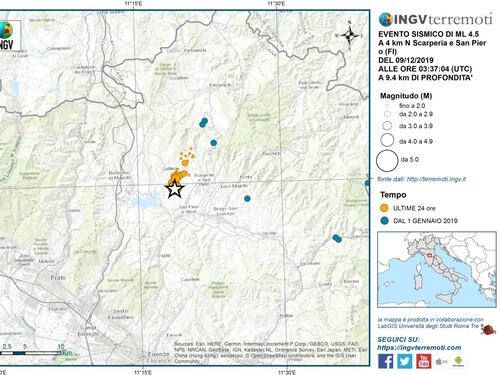 Terremoto nel Mugello, lo sciame sismico fa paura: 65 scosse da ieri sera