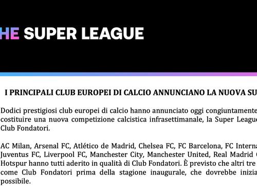 È ufficiale, nasce la Superlega Europea. Ecco i 12 club che sfidano l'Uefa, scoppia la guerra del calcio