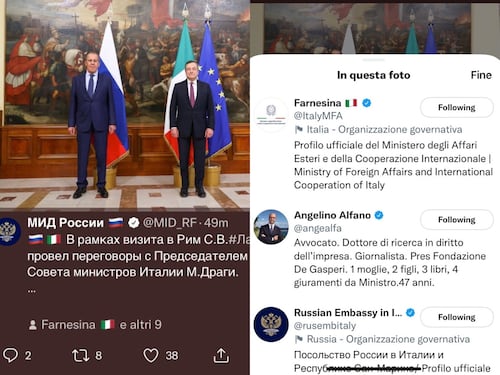 Incontro Draghi-Lavrov, ai russi manca Alfano! La gaffe diplomatica: Di Maio sparisce dal tweet