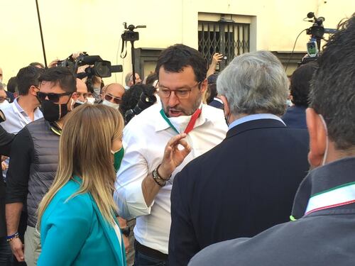 Meloni, Salvini e Tajani, così il centrodestra si ritrova in piazza