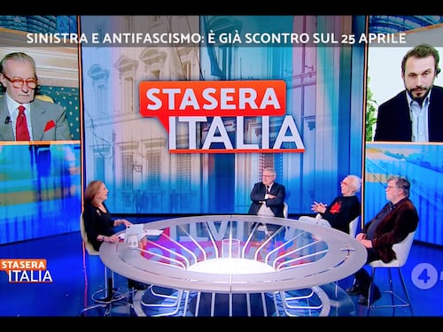 Stasera Italia, Palombelli fulmina Liguori: “Vignetta? Arianna Meloni non ha incarichi”