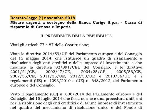 Carige, Mattarella firma il decreto