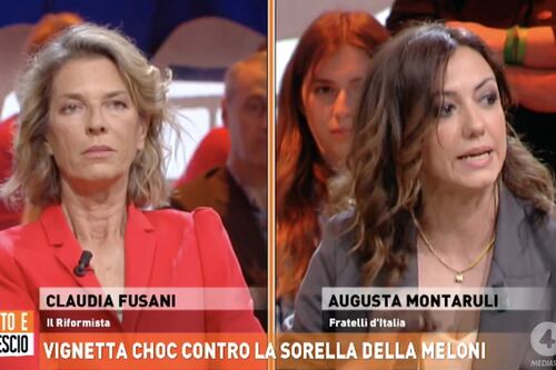 Dritto e rovescio, Montaruli sotterra la sinistra: "Chi offende quella vignetta"