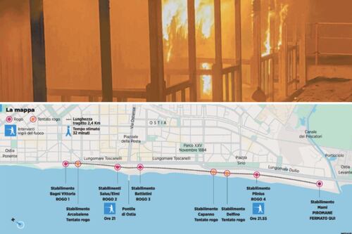 Ostia, sette incendi in un'ora e non solo: cosa non torna nel "tour" del piromane
