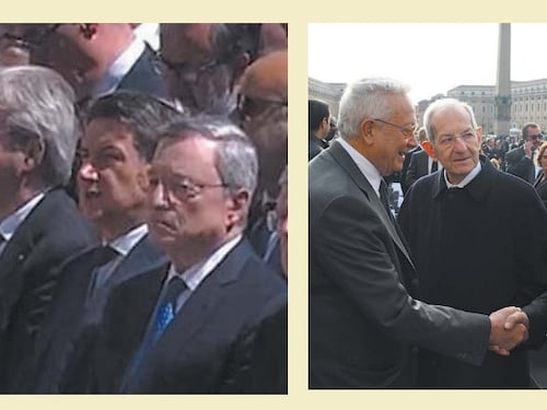 Funerali Papa, la parata dei vecchi big. La strana coppia Conte-Draghi con l'intramontabile Casini