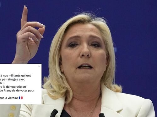 Marine Le Pen raggiunge le firme per la candidatura. È in corsa per l'Eliseo: "Avanti per la vittoria"