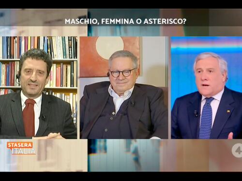 La battaglia dell’asterisco per il genere fluido scatena Paolo Liguori e Antonio Tajani a Stasera Italia