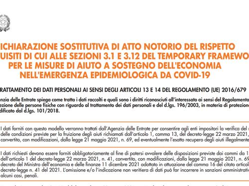 Aiuti alle imprese, online il nuovo modulo. I tempi per l'invio all'Agenzia delle Entrate