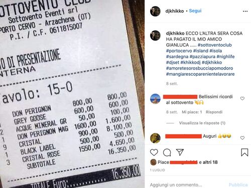 Il dj fa lo sborone: seratona da 16mila euro al Sottovento! Ma lo scontrino è del 2015