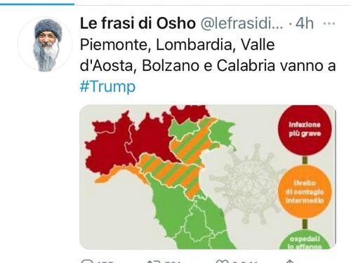 Lombardia e Piemonte a Trump...Osho fa il Dpcm Usa
