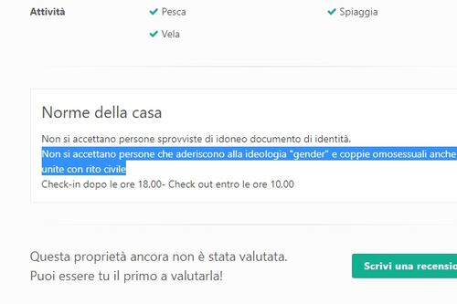In Salento spunta il b&b no gay: "Non si accettano unioni civili e teorici del gender"