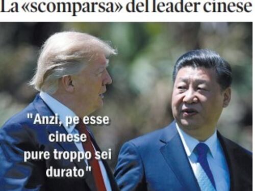 Il Tempo di Osho, la vignetta di oggi: giallo Xi Jinping: chi l’ha visto? (martedì 15 luglio)