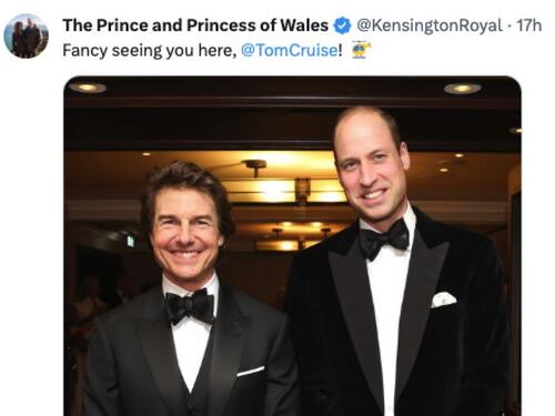 Re Carlo, William si prende la scena: foto con Tom Cruise e stoccata a Harry