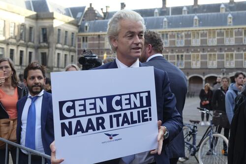Il sovranista olandese Wilders attacca l'Italia: regaliamo i nostri soldi a chi non paga le tasse