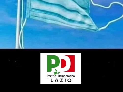 Il Pd supera la soglia del ridicolo: una mascherina per bandiera