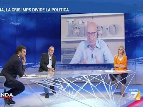 In Onda, "tragedia della sinistra". Alessandro Sallusti spara la bomba sul caso Mps, insorge lo studio radical
