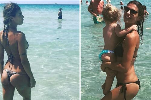 Elisabetta Canalis mamma super sexy in spiaggia