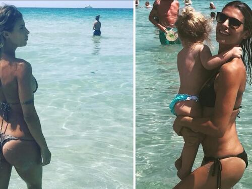 Elisabetta Canalis mamma super sexy in spiaggia