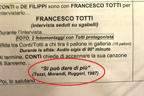 Totti al Festival e il Piccione: laziali furiosi per lo sfottò "occulto"