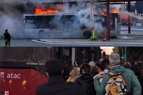 Bus in fiamme e stop della metro: lunedì da incubo per i romani