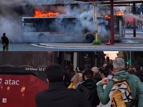Bus in fiamme e stop della metro: lunedì da incubo per i romani