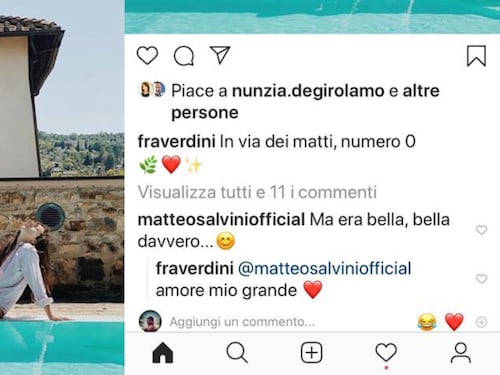 Matteo Salvini e Francesca Verdini innamorati pazzi. Così fanno i piccioncini su Instagram