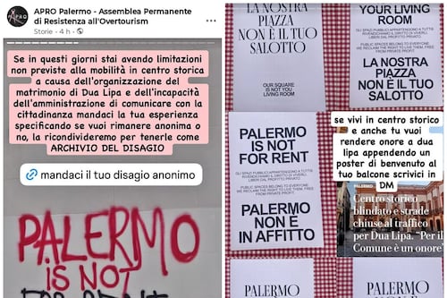 Palermo, blindato il centro storico e scoppia la rivolta contro il matrimonio di Dua Lipa