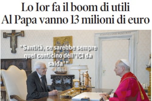 Il Tempo di Osho, la vignetta di oggi: lo Ior fa il boom di utili (giovedì 12 giugno)