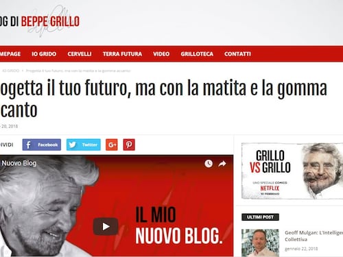 Grillo lancia il nuovo blog e si allontana dal M5S