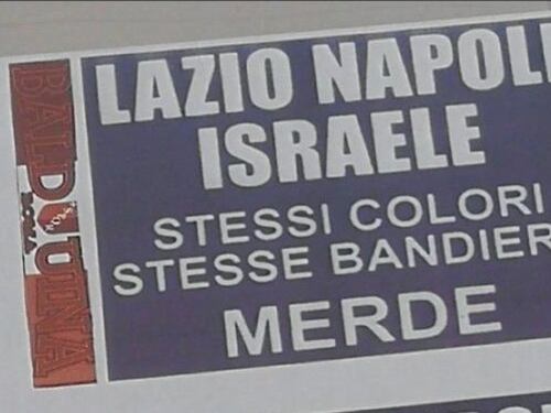 Vergogna antisemita. Balduina tappezzata di adesivi contro Lazio, Napoli e Israele