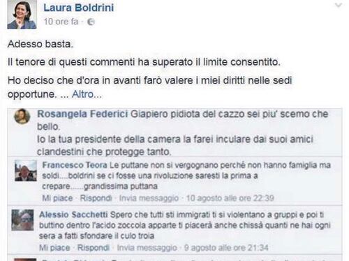 Una parola di troppo e la Boldrini ti rovina