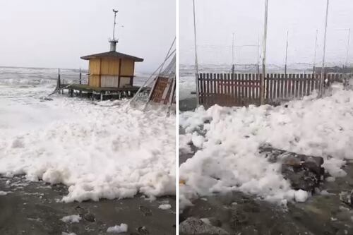 Schiuma bianca invade la spiaggia di Ostia. Verifiche dell'Arpa