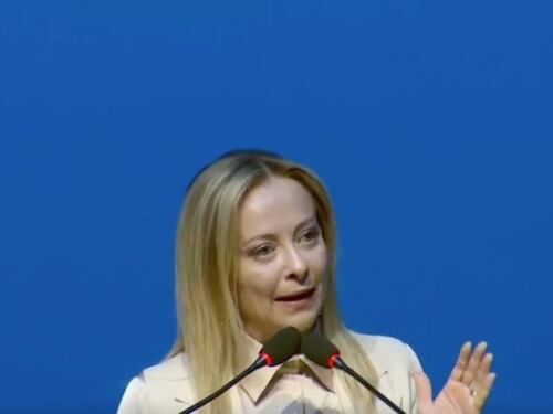 Giorgia Meloni a Brescia: "Fiera di Matteo, fierissima di Berlusconi". Trionfo di applausi
