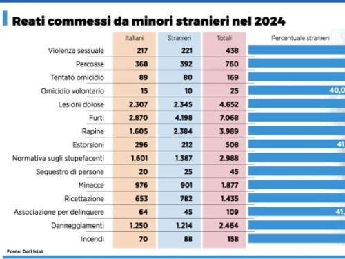 I minori stranieri sono solo il 10% ma commettono la metà dei reati